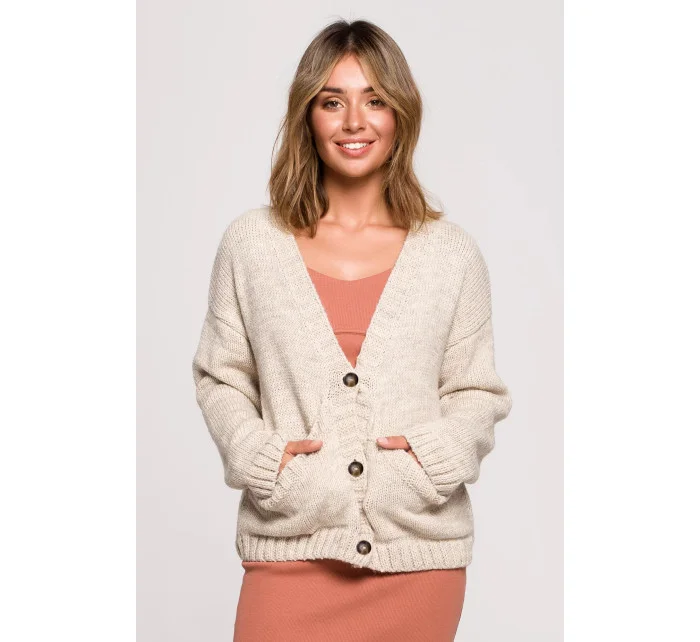 Dámsky Cardigan BK074 Beige - BeWear Dámsky Cardigan BK074 Beige - BeWear