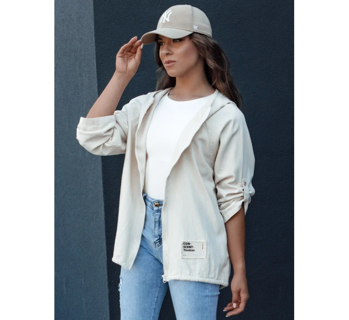 Dámská přechodná bunda s kapucí light beige Dstreet model 21979615 - FashionStreet Dámská přechodná bunda s kapucí light beige Dstreet model 21979615 - FashionStreet