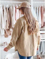 Dámska prechodná oversize košeľová bunda KOSMOJACK c.beige FashionStreet TY4841