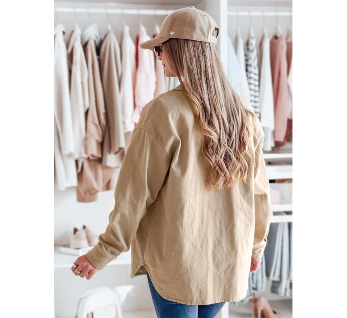 Dámska prechodná oversize košeľová bunda KOSMOJACK c.beige FashionStreet TY4841
