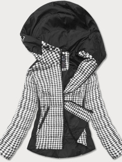 Čierno-biela dámska vzorovaná bunda (W716-1)