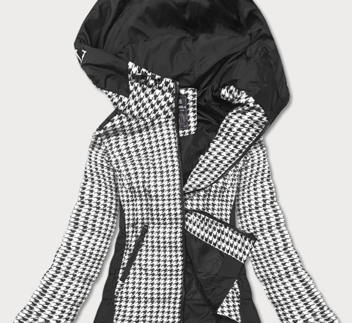 Čierno-biela dámska vzorovaná bunda (W716-1)