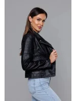 Krátka čierna bunda ramoneska s golierom (11Z8031) Krátka čierna bunda ramoneska s golierom (11Z8031)