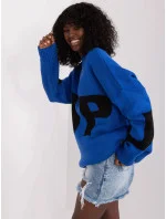 Modrý dámský oversize svetr model 19769914 - Factory Price