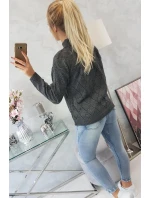 Svetr s rolákem a vzorem grafitový model 18745514 - K-Fashion