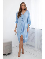 Oversize šaty s výstřihem do V modrý