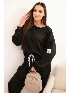 Dámska súprava z viskózy oversize s pracím efektom čierna