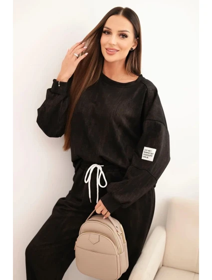 Dámska súprava z viskózy oversize s pracím efektom čierna Dámska súprava z viskózy oversize s pracím efektom čierna