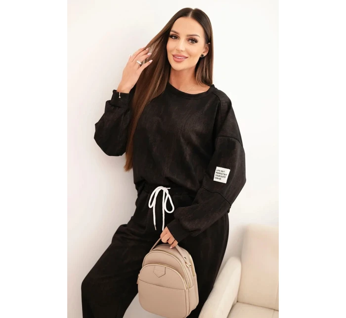 Dámska súprava z viskózy oversize s pracím efektom čierna Dámska súprava z viskózy oversize s pracím efektom čierna