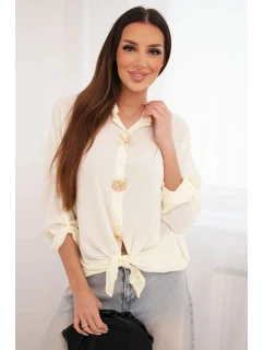 Dámská košile s  knoflíky a límcem žlutá model 22018650 - K-Fashion