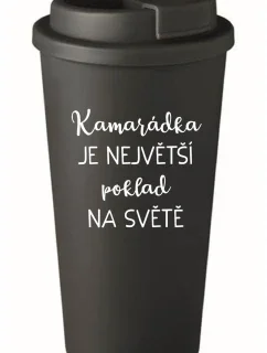 KAMARÁDKA JE NAJVÄČŠÍ POKLAD NA SVETE - čierny termohrnček 475 ml