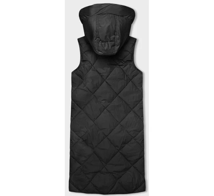 Dlhá čierna dámska oversize vesta (5M3165-392)