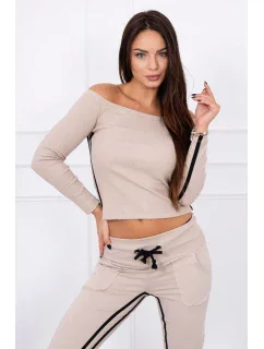 Súprava s dvojitými pruhmi béžová+čierna