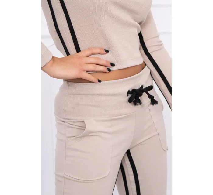 Súprava s dvojitými pruhmi béžová+čierna Súprava s dvojitými pruhmi béžová+čierna