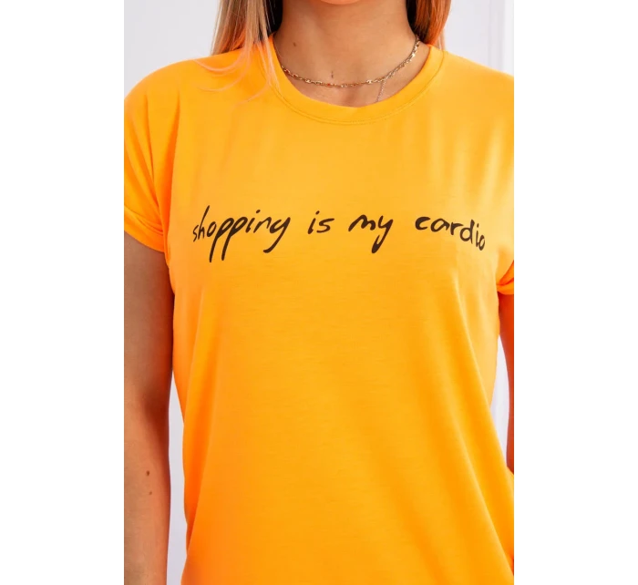 Blúzka Nakupovanie je moja kardio oranžová neónová