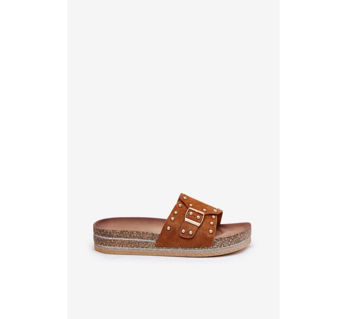 Dámské Pantofle Na Platformě S Přezkou A Camel model 21689943 - Boto
