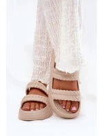 Dámske ľahké papuče na platforme S.Barski - béžové