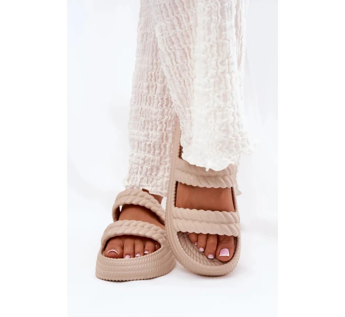 Dámske ľahké papuče na platforme S.Barski - béžové