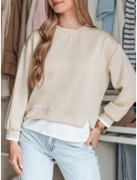 LUZZIO dámska oversize mikina svetlo béžová FashionStreet BY1384