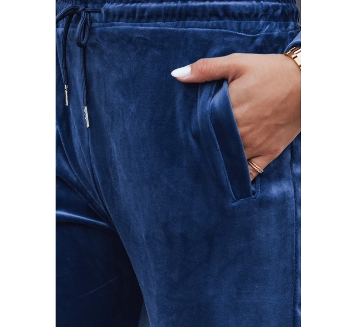 Dámske velúrové modré tepláky FashionStreet UY2836