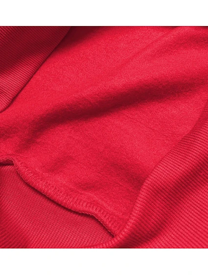Červená dámská tepláková mikina se stahovacími lemy model 17038527 - J.STYLE Červená dámská tepláková mikina se stahovacími lemy model 17038527 - J.STYLE