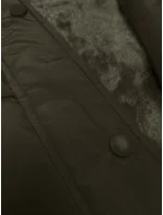 Dlhá zimná bunda s kapucňou khaki (V726)