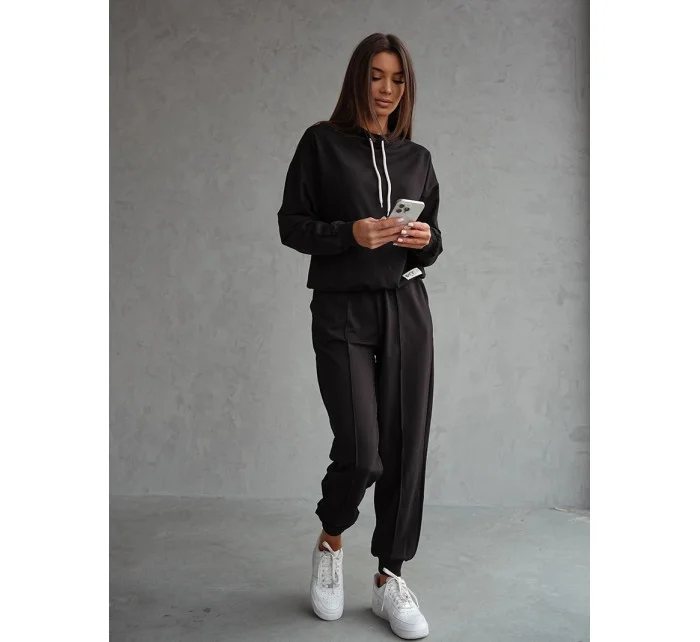 Súprava mikiny so stojačikom a nohavíc čierna (82162)