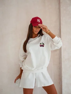 Dámský bavlněný komplet v barvě ecru mikina a šortky model 21056404 - Moon