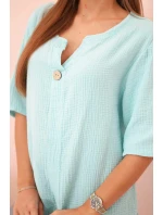 Dámska mušelínová košeľa s mätovým gombíkom