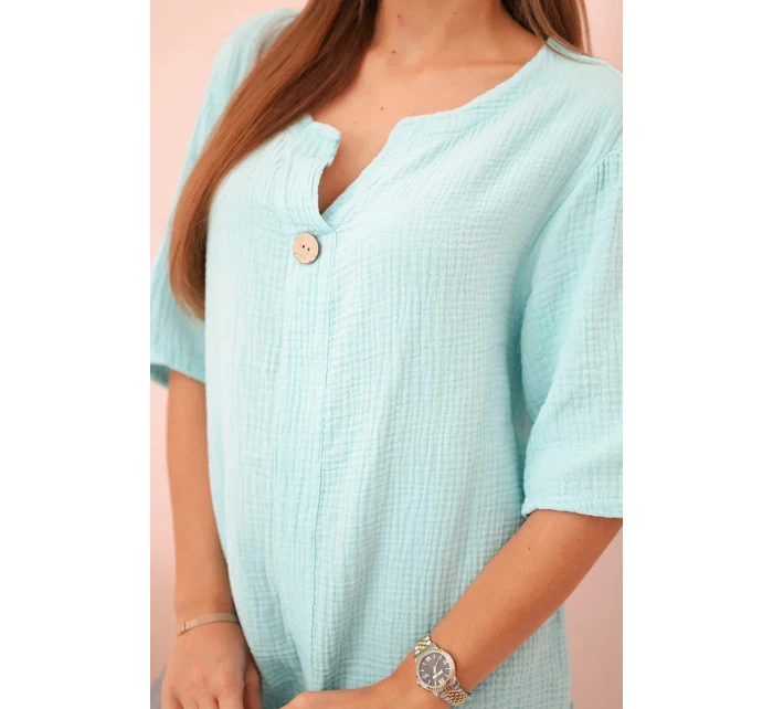 Dámska mušelínová košeľa s mätovým gombíkom