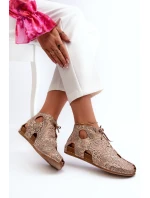 Wzorzyste Skórzane Botki Maciejka 03426-02 Beżowe