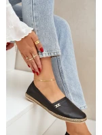 Eleganckie Skórzane Espadryle Damskie Zazoo 10177 Czarne Eleganckie Skórzane Espadryle Damskie Zazoo 10177 Czarne