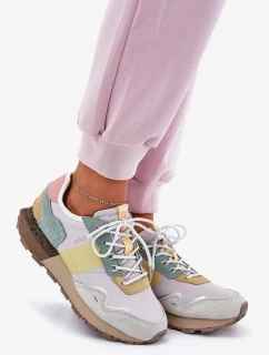 Dámske semišové tenisky Big Star HI-POLY SYSTEM - sivo-žlté