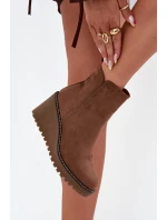 Dámska zateplená členková obuv na klin z eko semišu - hnedá Mavona Dámska zateplená členková obuv na klin z eko semišu - hnedá Mavona