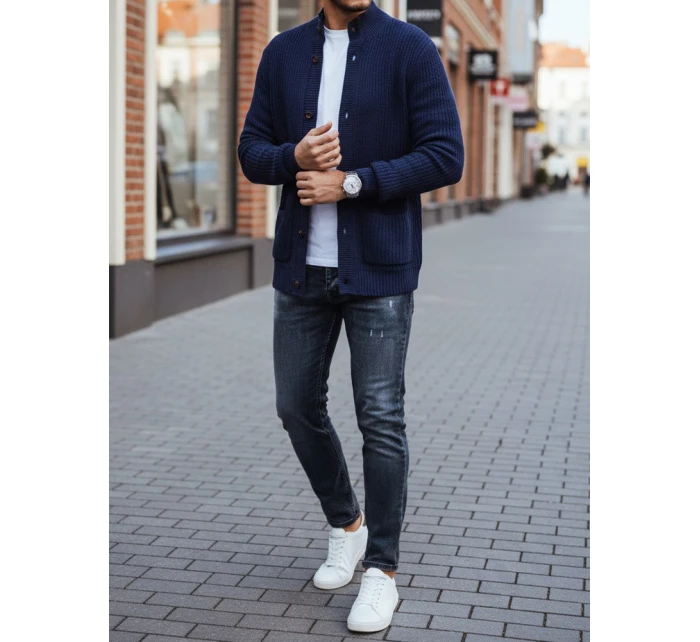 Pánsky tmavomodrý sveter FashionStreet WX2346 Pánsky tmavomodrý sveter FashionStreet WX2346