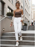 Dámske džínsové nohavice s vysokým pásom mom fit white FashionStreet UY2906