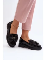 Dámské lakované mokasíny s mašlí model 21648033 černé - Laura Messi