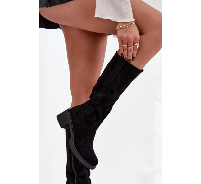 Dámské kozačky na blok Eko semiš černé Darisse Dámské kozačky na blok Eko semiš černé Darisse