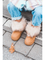 Detské členkové topánky Snehové topánky s kožušinou Light Brown Ariana