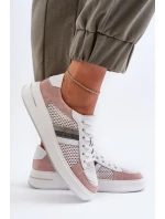 Dámske biele a ružové kožené tenisky D&A Dámske biele a ružové kožené tenisky D&A
