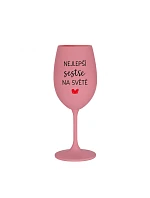 THE BEST SISTER IN THE WORLD - ružový pohár na víno 350 ml