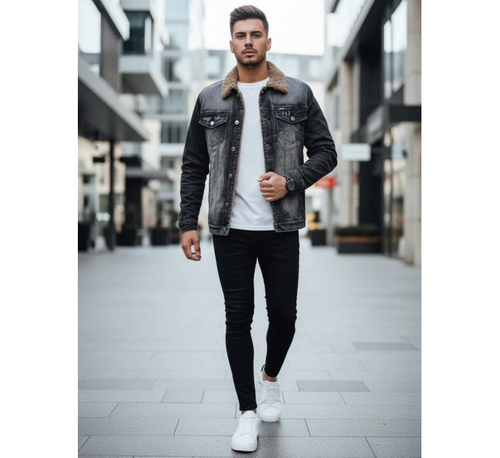 Pánská zateplená džínová bunda černá model 21995299 - Dstreet
