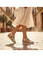 Dámske sandále espadrille pohodlné béžové Rieker 619B2-60 Dámske sandále espadrille pohodlné béžové Rieker 619B2-60