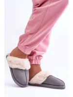 Dámské Pantofle s Kožešinou Šedé model 21563584 - Boto