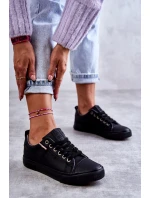 Niskie Damskie Skórzane Trampki Big Star KK274006 Czarne