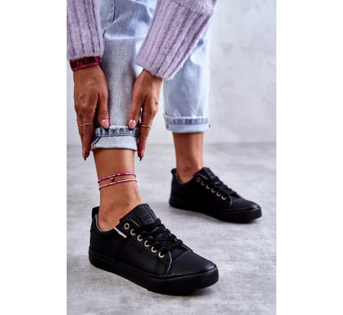 Niskie Damskie Skórzane Trampki Big Star KK274006 Czarne