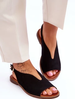 Dámské semišové sandály Lewski Boty model 21615980 Černé - Boto