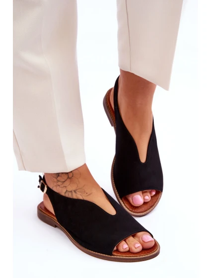 Dámské semišové sandály Lewski Boty model 21615980 Černé - Boto Dámské semišové sandály Lewski Boty model 21615980 Černé - Boto