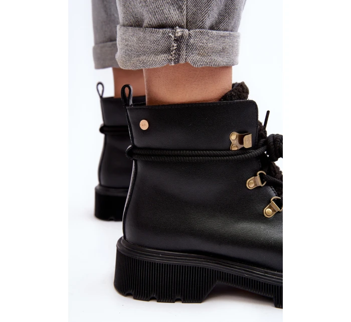 Skórzane Botki Trapery Damskie GOE MM2N4082 Czarne