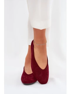 Klasyczne Baleriny Z Eko Zamszu Bordowe Osallin